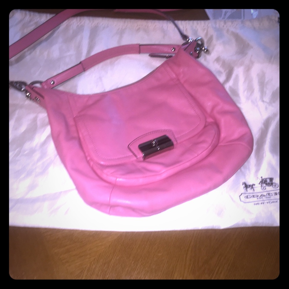 🎉Vintage Coach Hobo Leather Bag Carnation Pink
